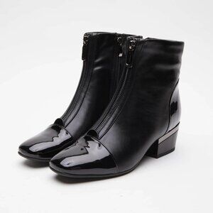 Azura Italian Mozza-B Boot | Black Patent Cap Toe | Go-Go Style | EU 40 / NIB